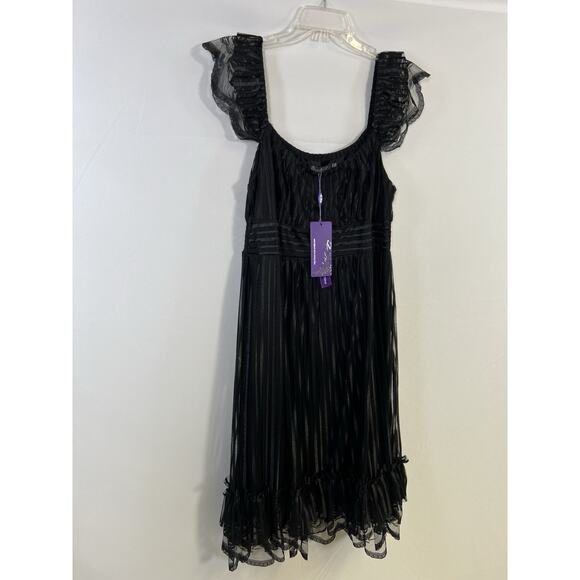 NWT Ever -Pretty Babydoll Victorian Dress Womens 14 Black Ruffle Whimsigoth - Picture 6 of 12
